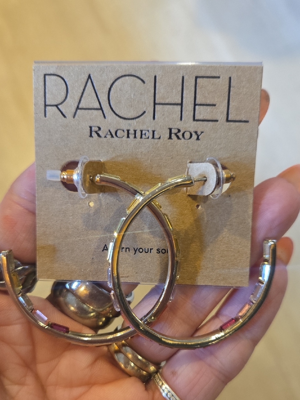 New RACHEL Rachel Roy Multi-Colored Crystal Statement Hoop Earrings